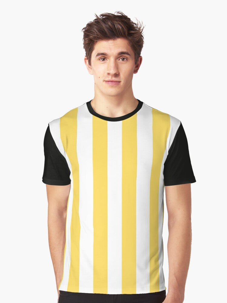 Vertical stripes graphic t-shirt in yellow and white - Men