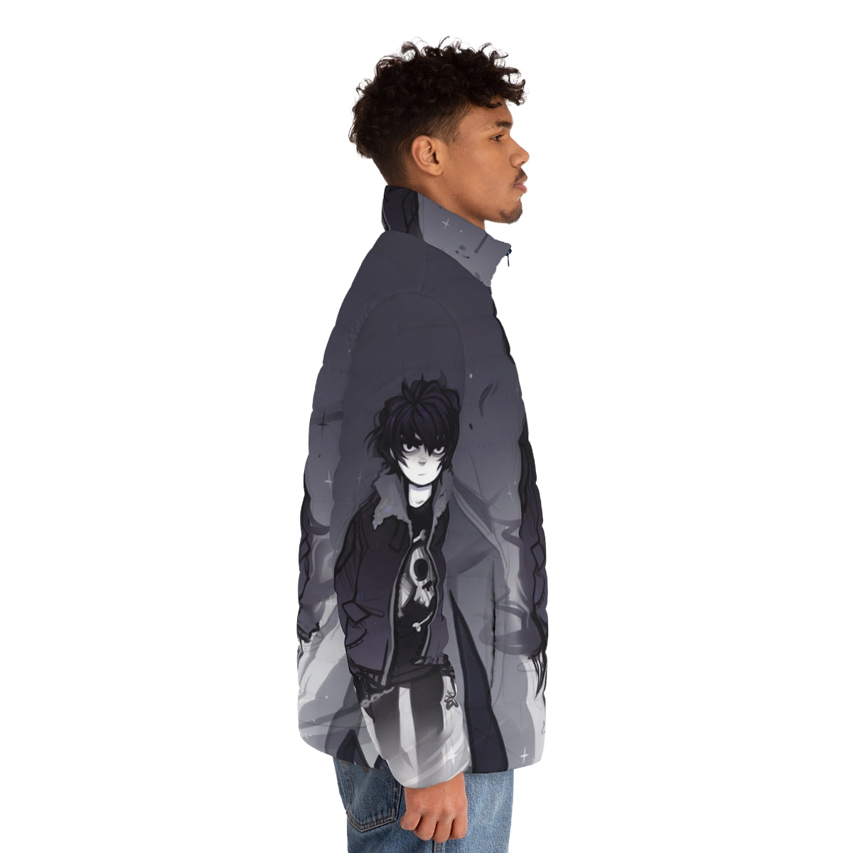 Nico Di Angelo inspired puffer jacket with shadow and darkness design - men side right