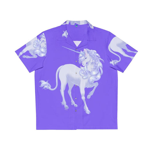 Pastel unicorn Hawaiian shirt with The Last Unicorn fantasy design