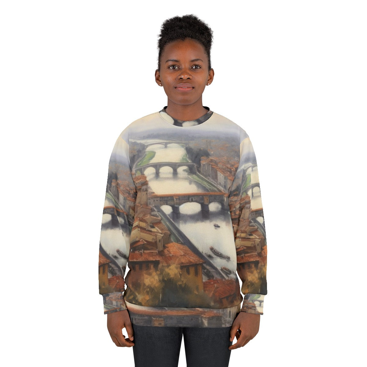 Florence Italy Sweatshirt with Cathedral and Landscape Artwork - women