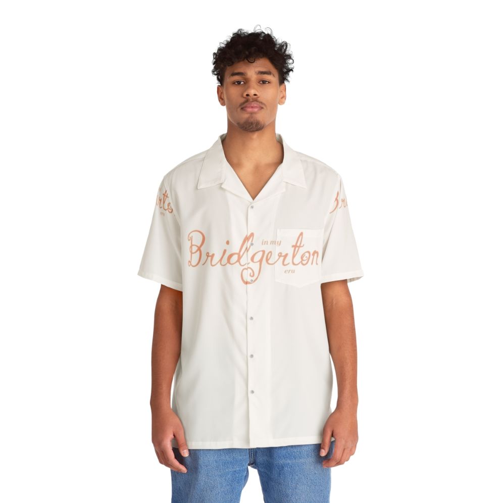 Peach Hawaiian Shirt Inspired by the Bridgerton Era - People Front