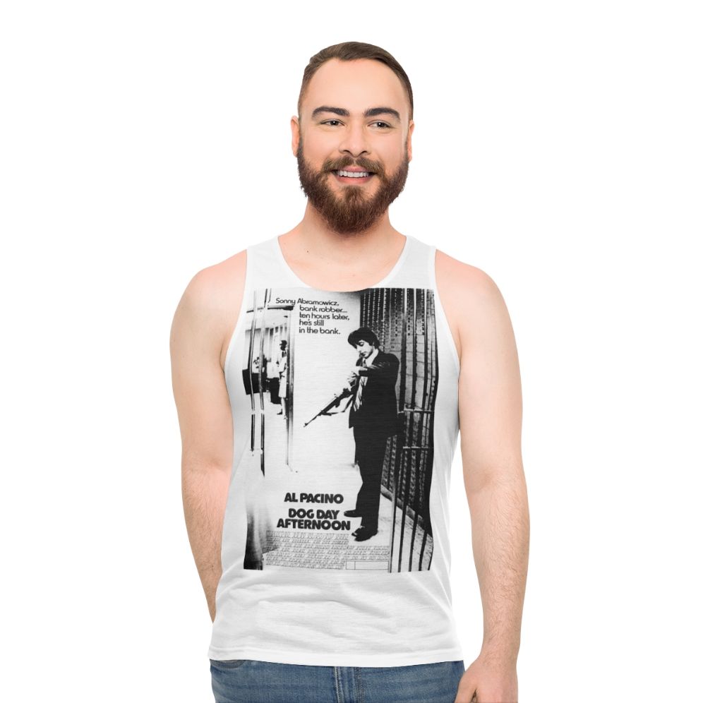 Unisex vintage-style tank top with Al Pacino and "Dog Day Afternoon" graphic - men