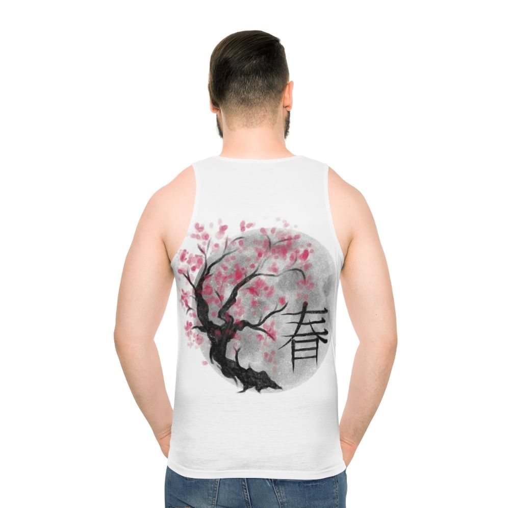 Unisex Japan Sakura Blossom Tank Top - men back