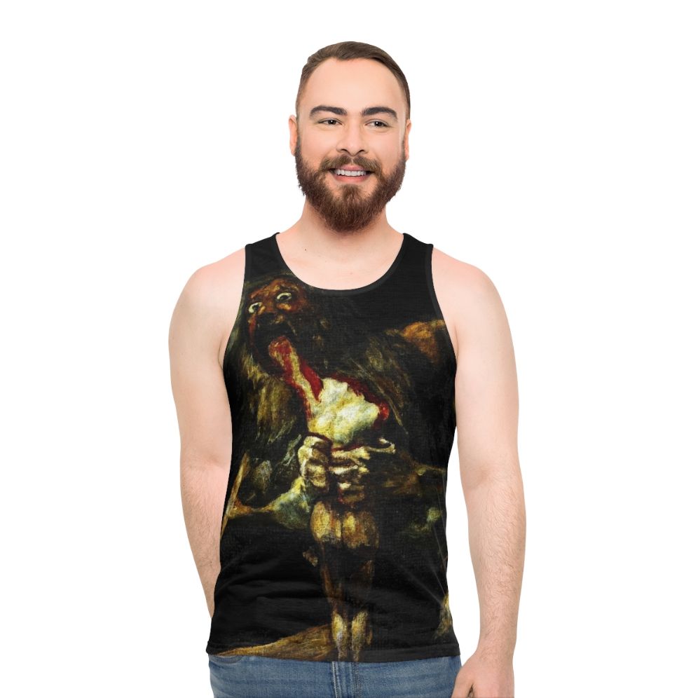 Saturn Devouring His Son - Goya Painting Unisex Tank Top - men