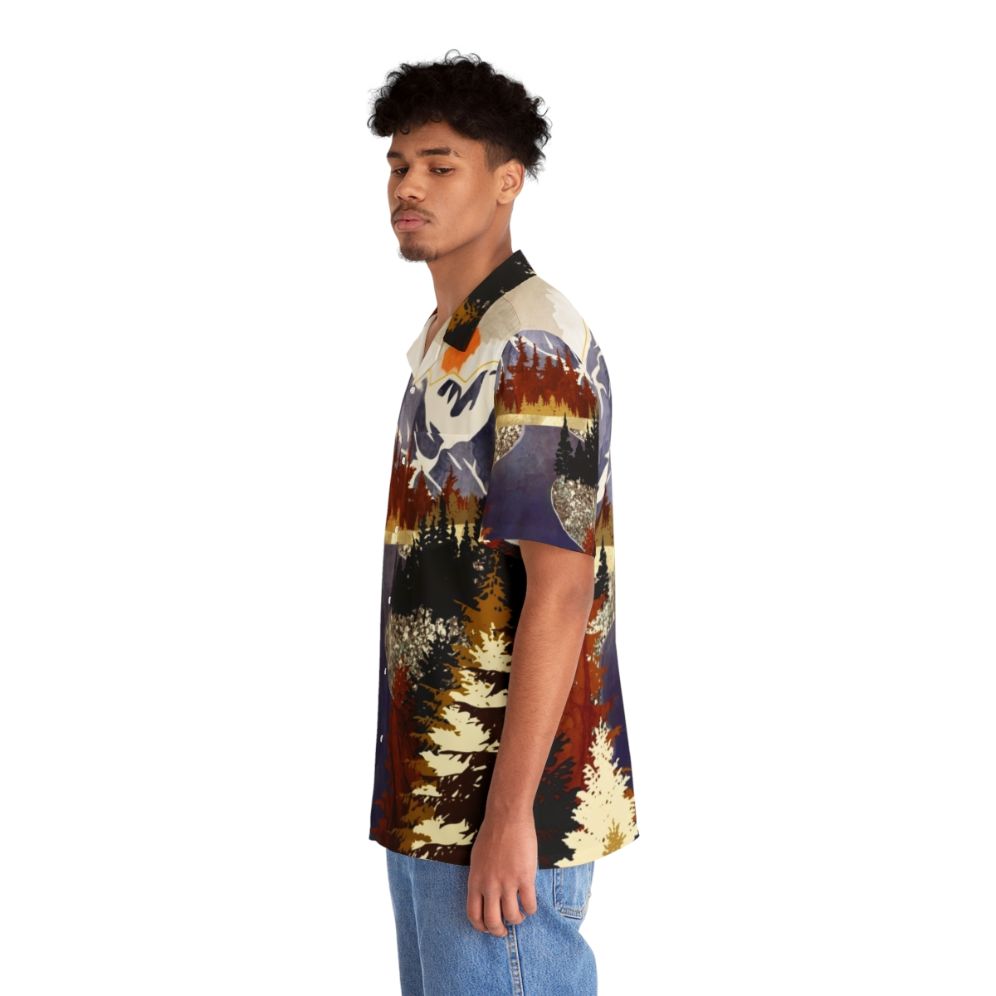 Autumn River Hawaiian Shirt with abstract landscape design - People Left