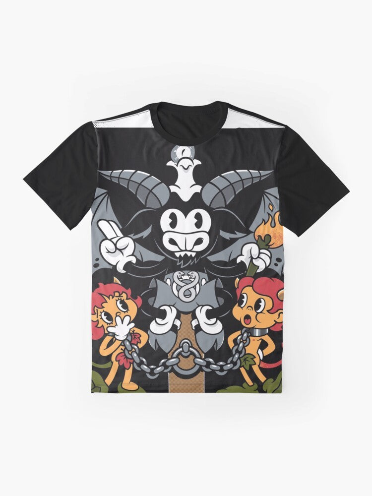 Tarot card devil t-shirt with baphomet design - Flat lay