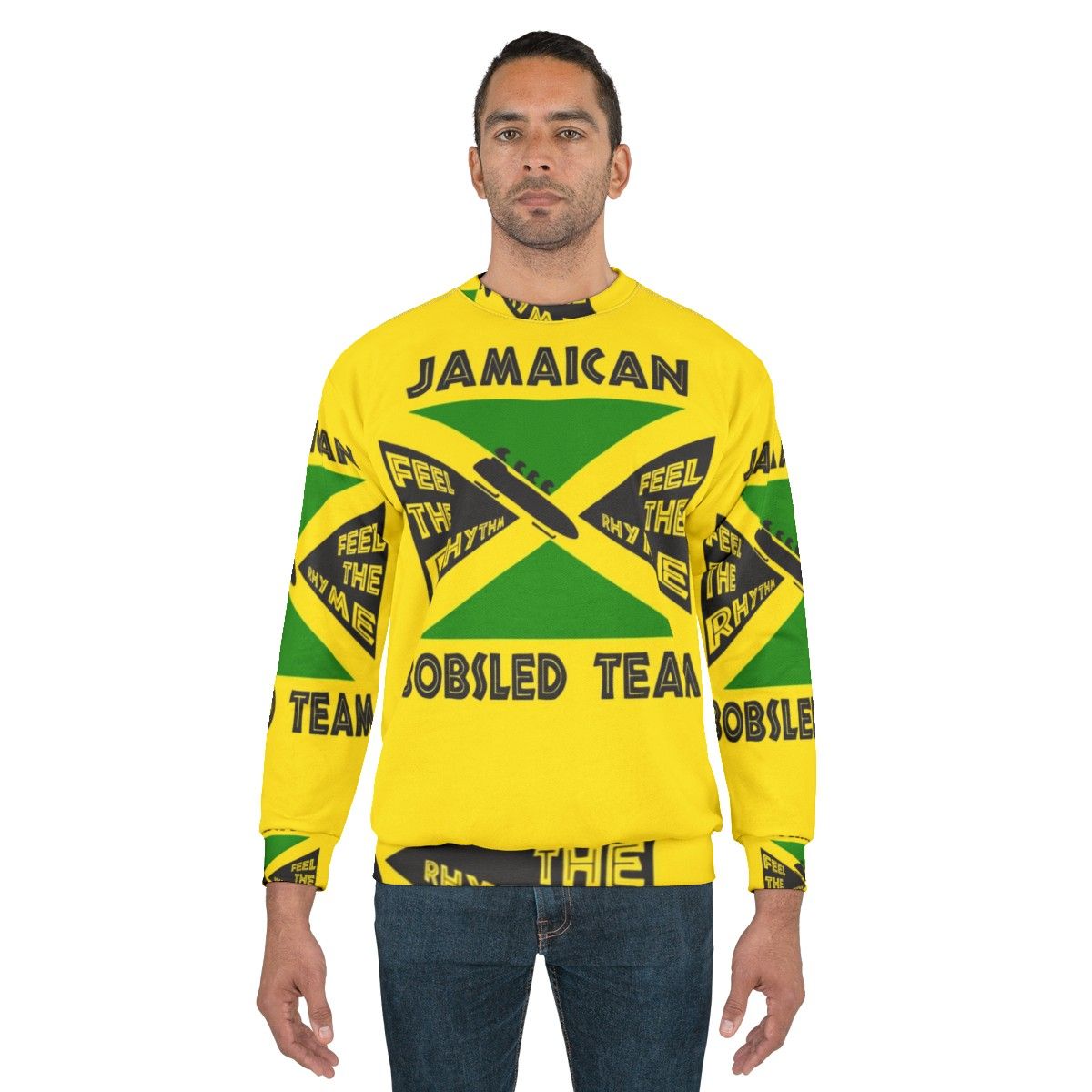 Jamaican Bobsled Team Sweatshirt with Cool Runnings Inspired 90s Retro Design - men