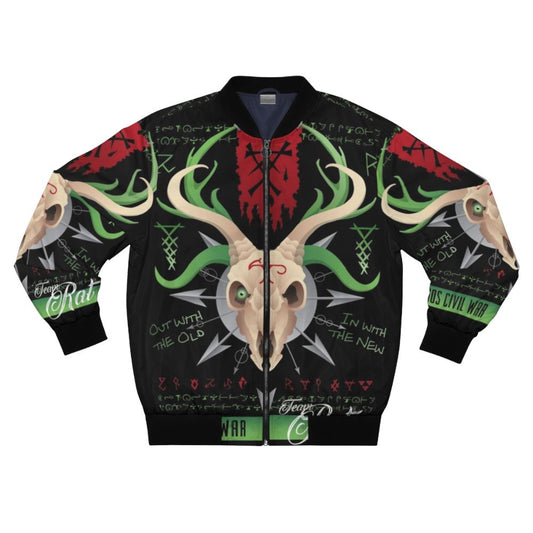 Chaos War Rat Bomber Jacket with Skull and Horned Rat Design