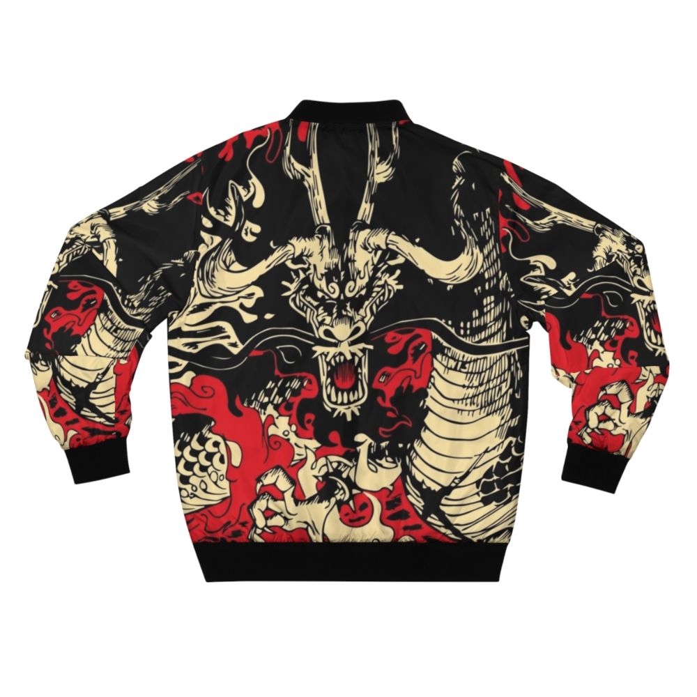 One Piece Kaido The Dragon Bomber Jacket with anime characters Luffy, Zoro, Nami, Sanji, and more. - Back