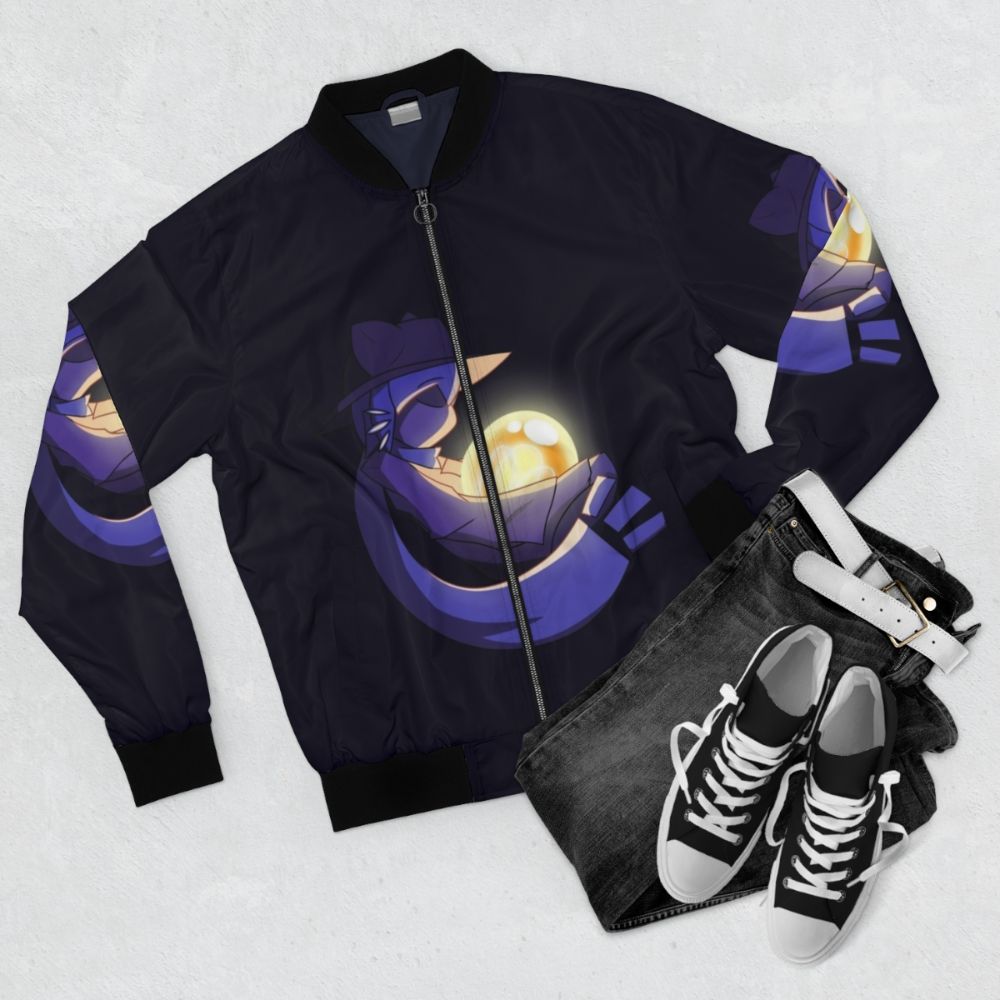 Niko and the Sun bomber jacket, a stylish and trendy fanart-inspired outerwear piece - Flat lay