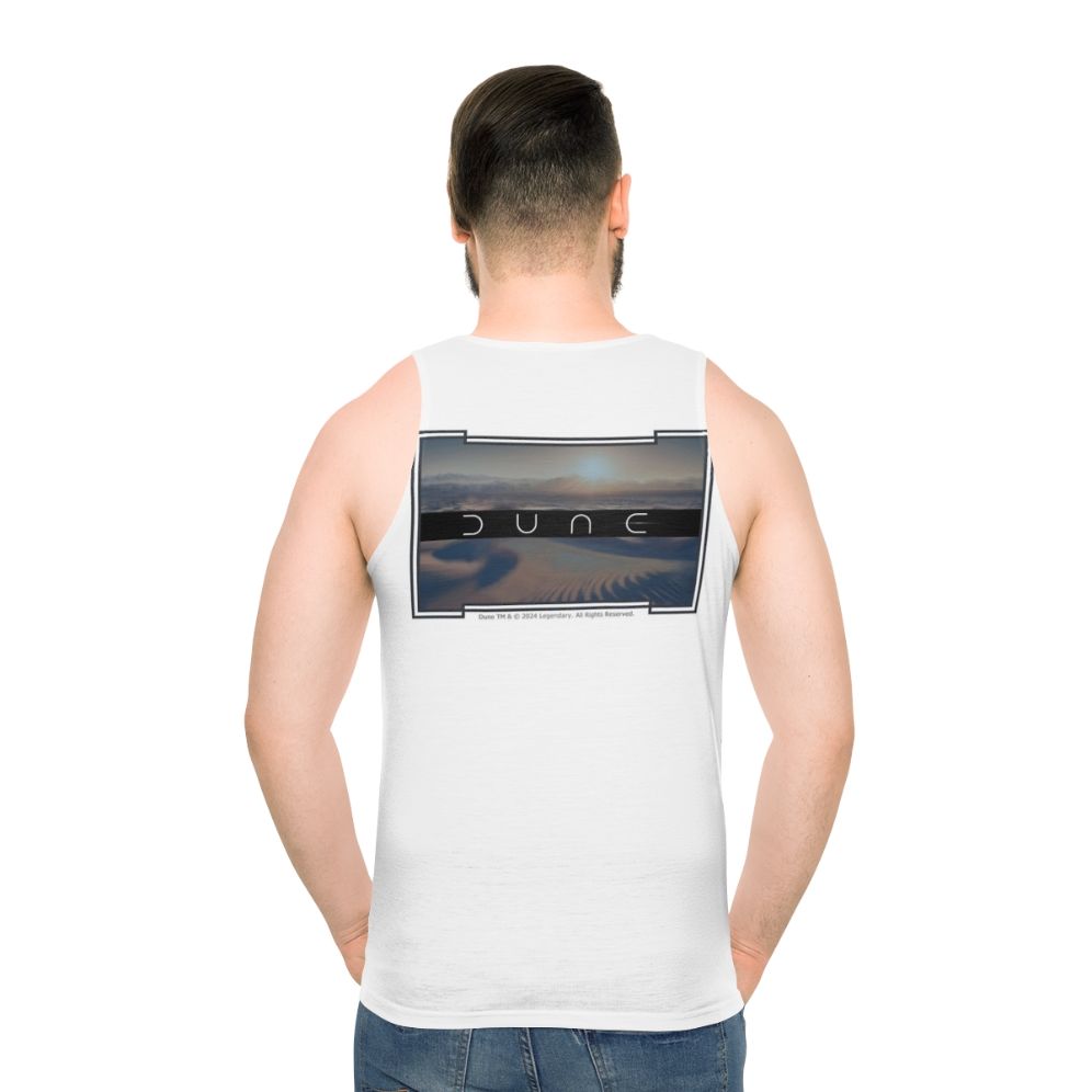 Dune-inspired unisex tank top with white background - men back