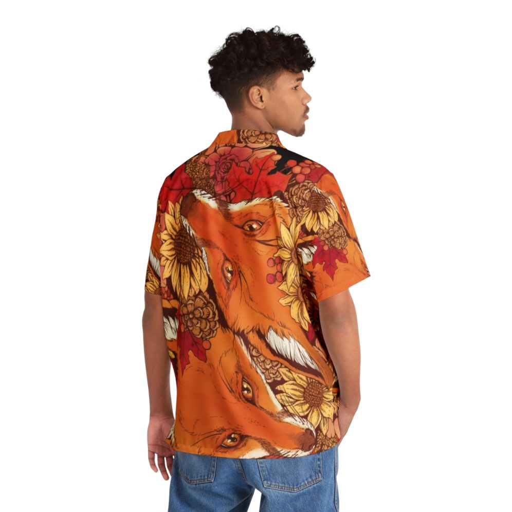 Autumn fox bloom floral Hawaiian shirt - People Back