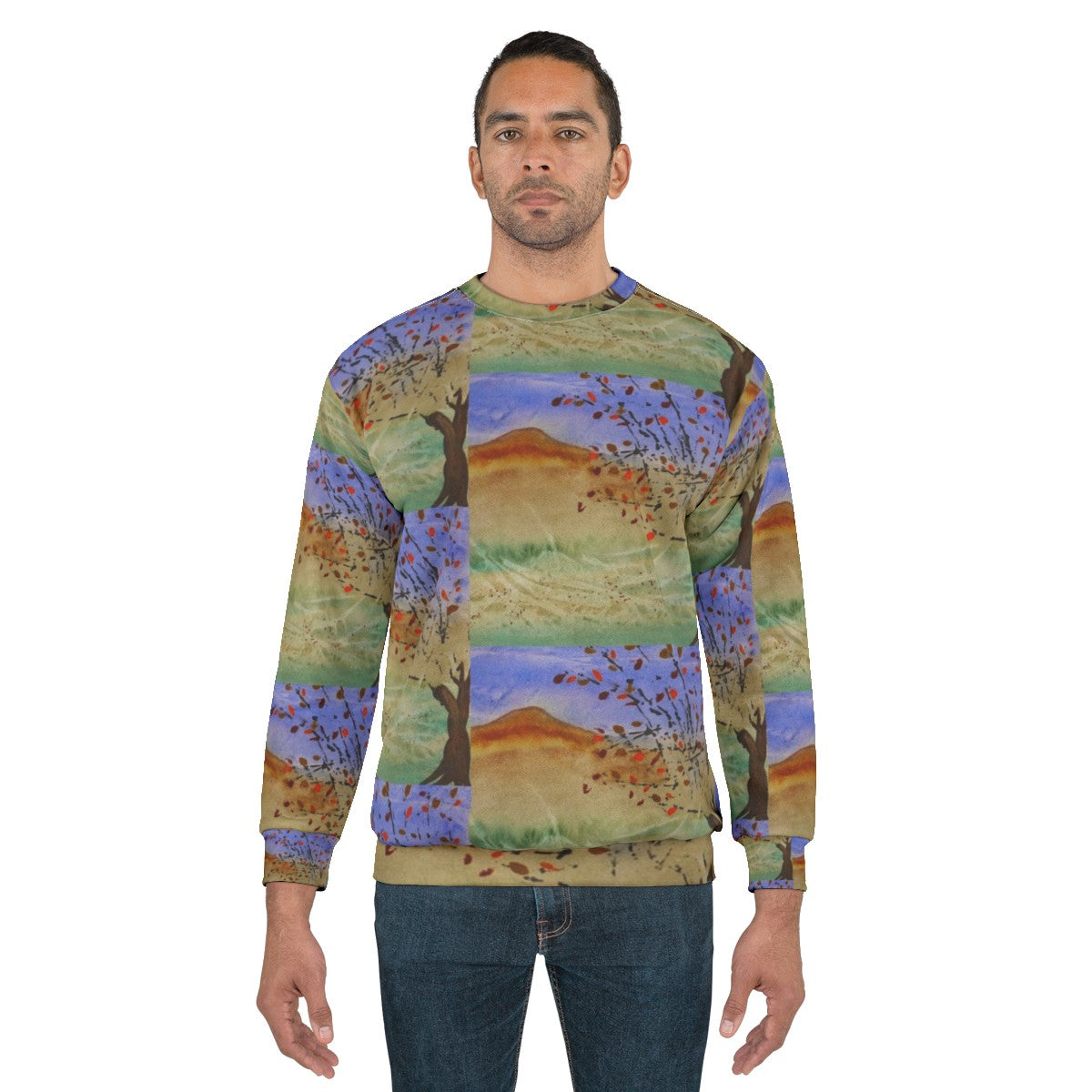 Windswept sweatshirt in natural landscape - men