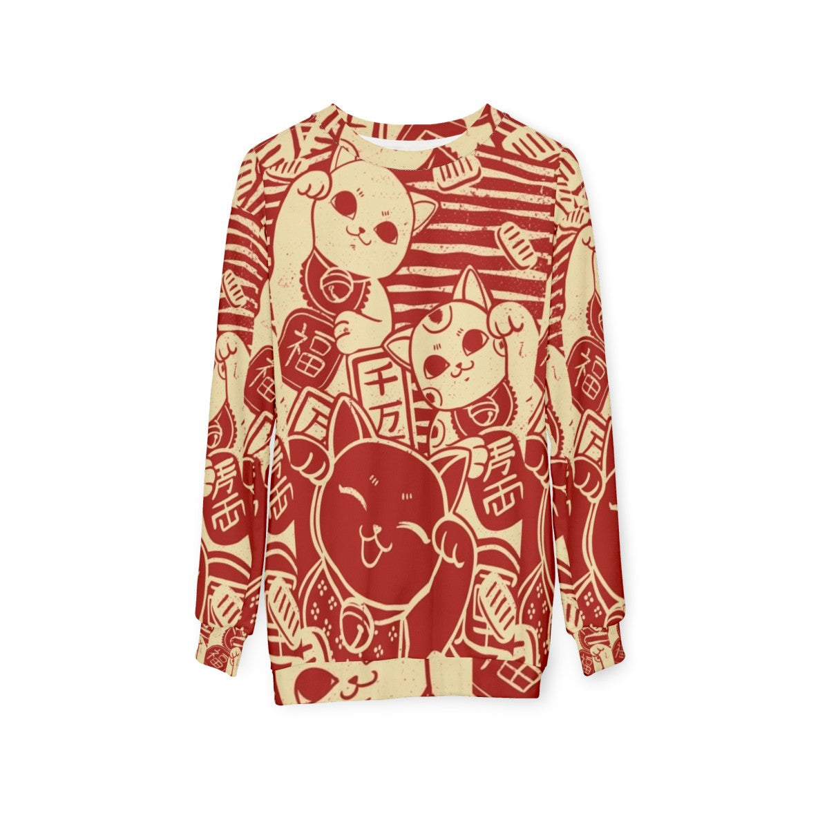 Maneki Neko Japanese Lucky Cat Sweatshirt - hanging