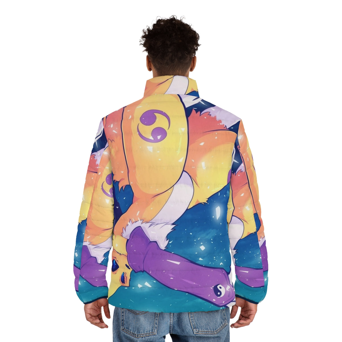 Diamond Storm Puffer Jacket with Digimon-inspired Renamon design - men back