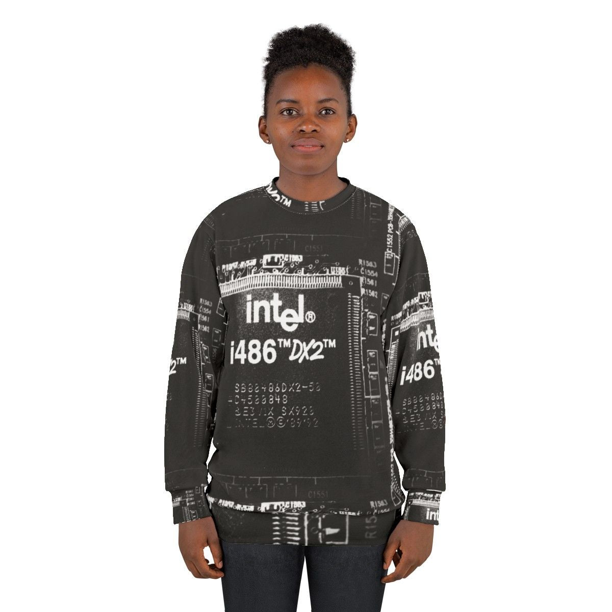 I 486 DX2 Sweatshirt with Intel Microprocessor Computer Hardware - women