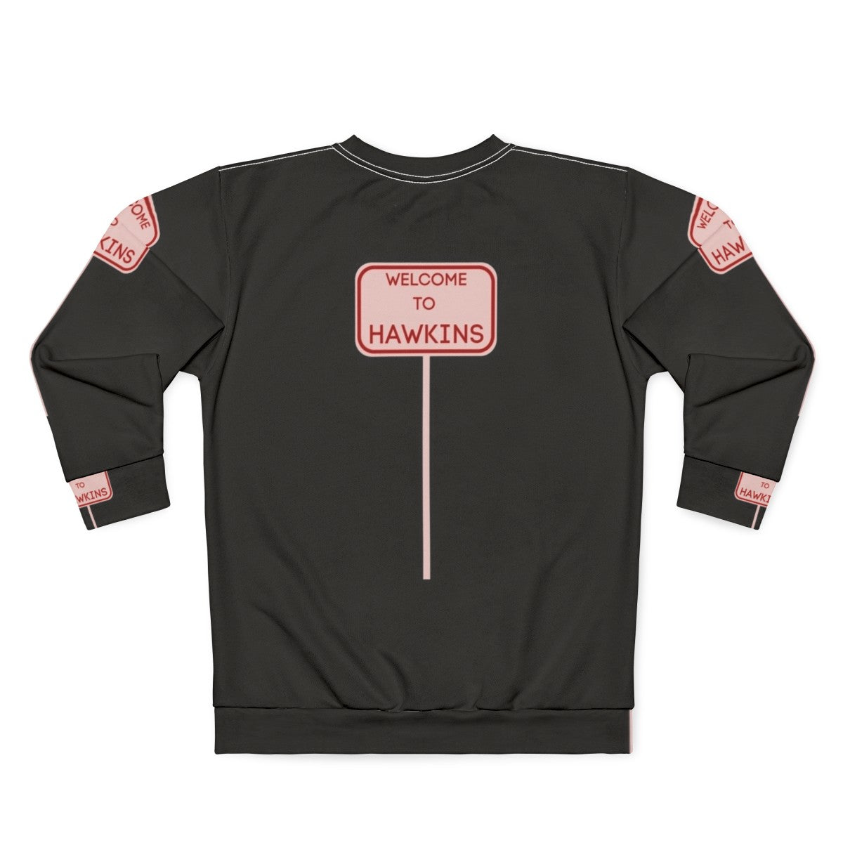 Hawkins Sweatshirt featuring Stranger Things characters and the Demogorgon - Back