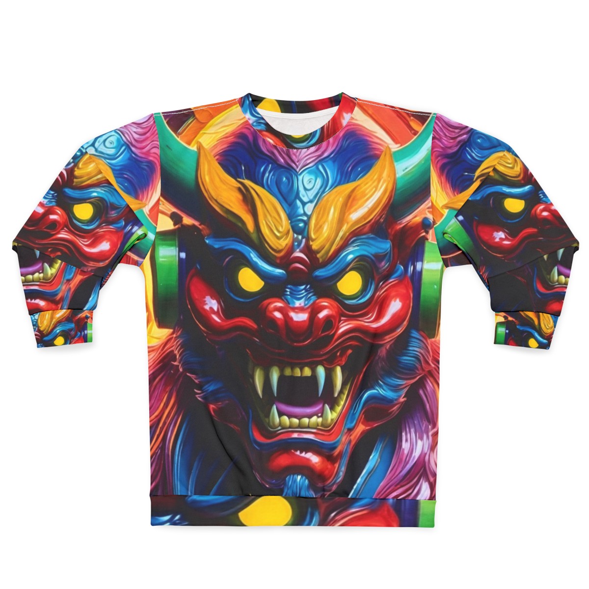 Hannya mask japanese tattoo design on sweatshirt