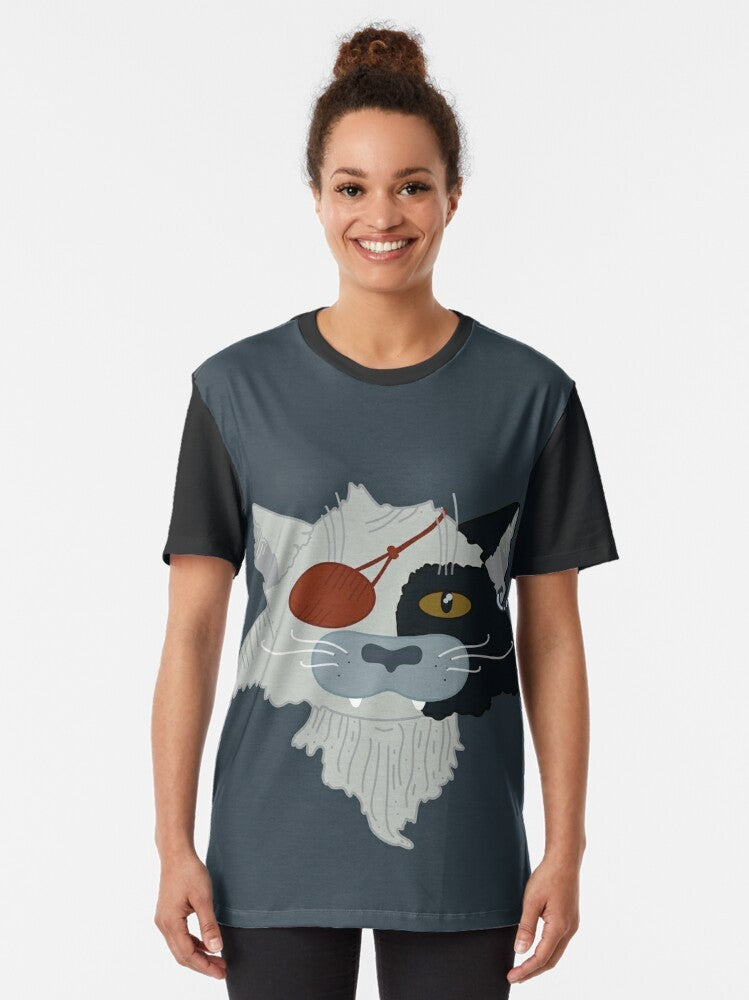 The Last Unicorn cat graphic t-shirt featuring a nostalgic fantasy fanart design - Women