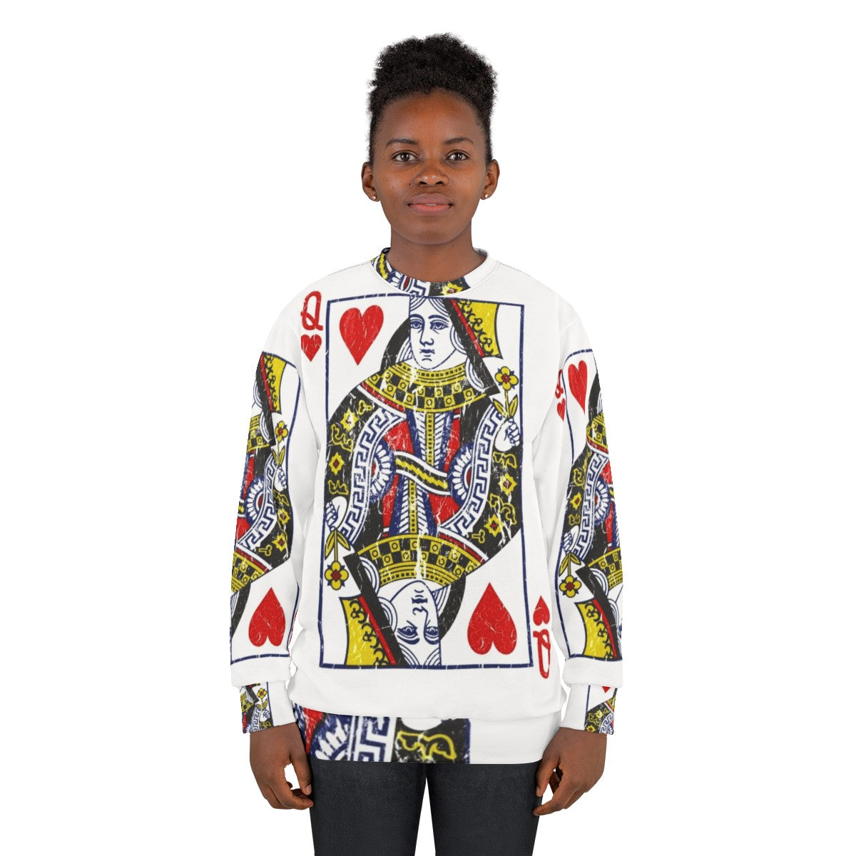 Queen of Hearts Playing Card Sweatshirt - women