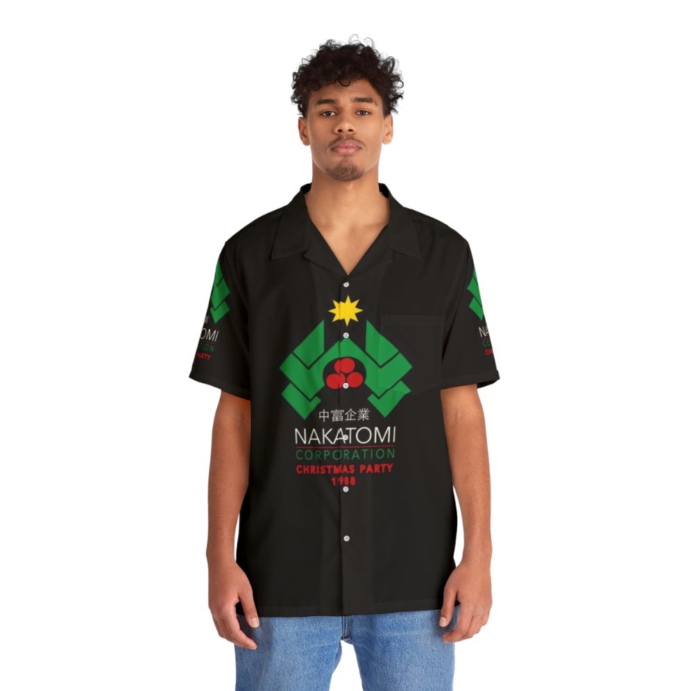 Retro Nakatomi Corporation Christmas Party Hawaiian Shirt with Die Hard (1988) movie references - People Front