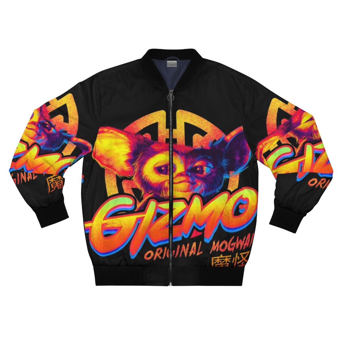 A classic bomber jacket with a Mogwai and Gremlins inspired retro design.