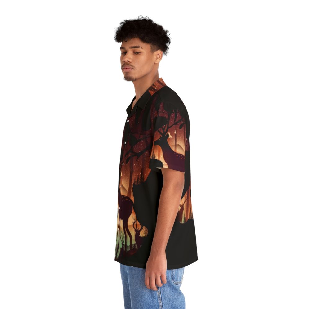 Mystical deer Hawaiian shirt with forest and nature design - People Left