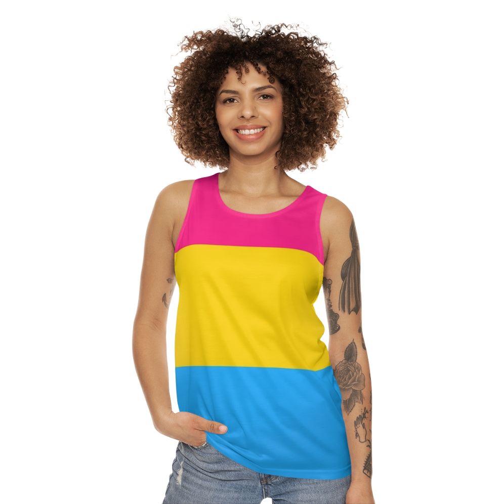 Tri-color Pride Unisex Tank Top with LGBTQ+ and Bisexual Flag Design - women