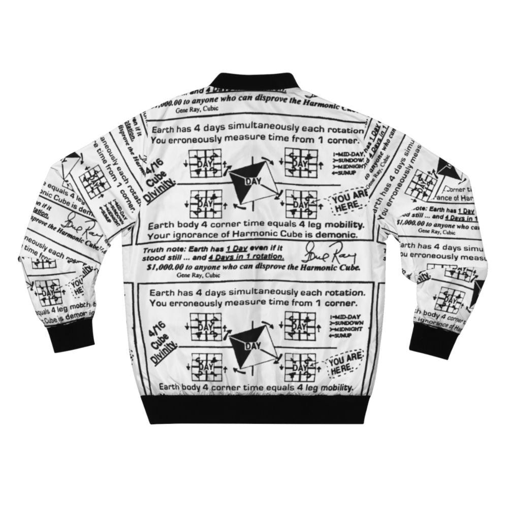 Time Cube Bomber Jacket with Unique Geometric Design - Back