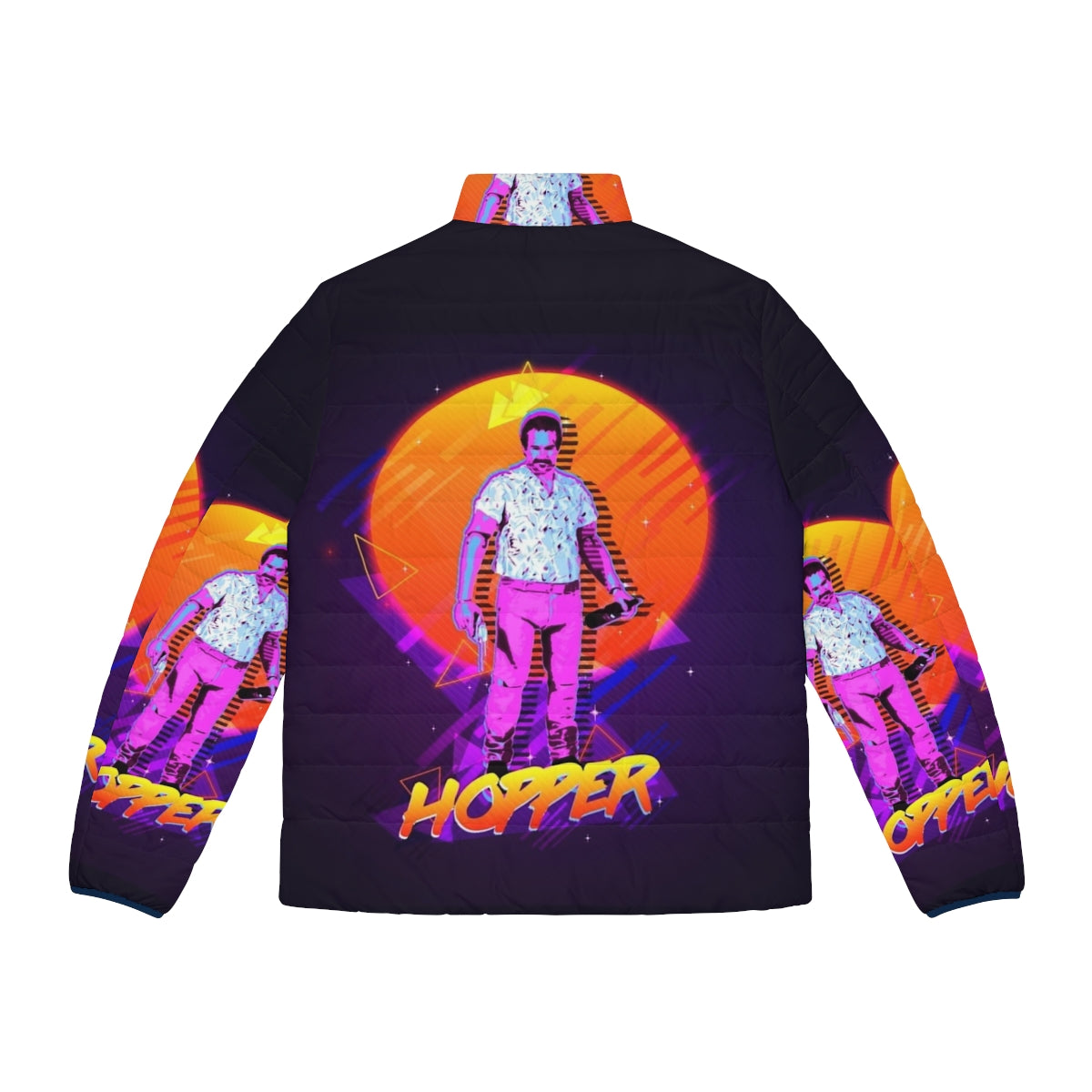 Hopper Puffer Jacket - Retro 80s Stranger Things Inspired Outerwear - Back