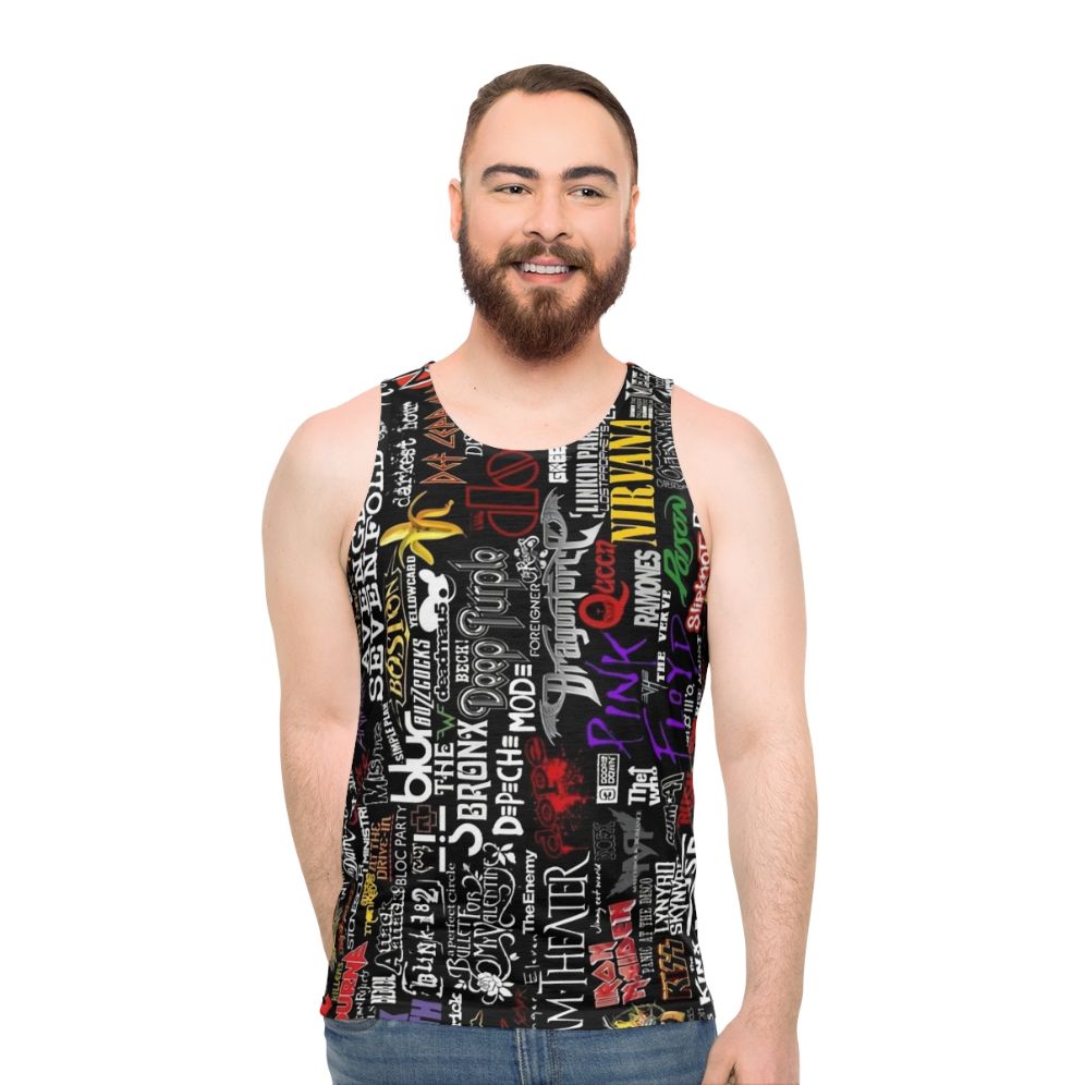 Retro Music Collage Unisex Tank Top - men