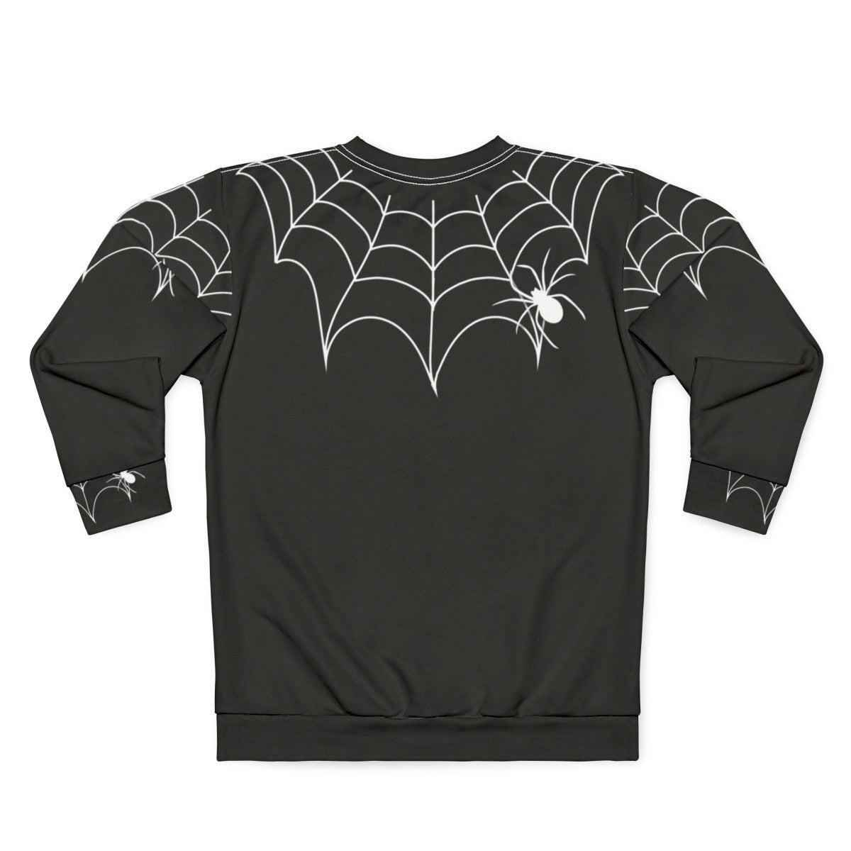 Black Widow Spider Web Collar Halloween Sweatshirt - Back