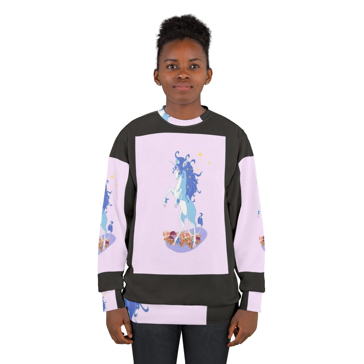 The Last Unicorn Sweatshirt featuring a whimsical unicorn design - women