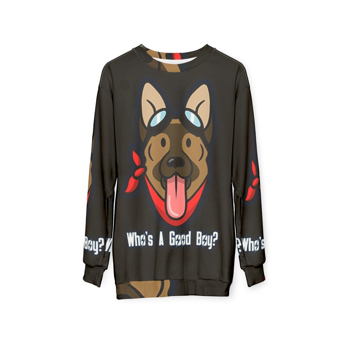 "Dogmeat from Fallout video game featured on a cozy sweatshirt" - hanging