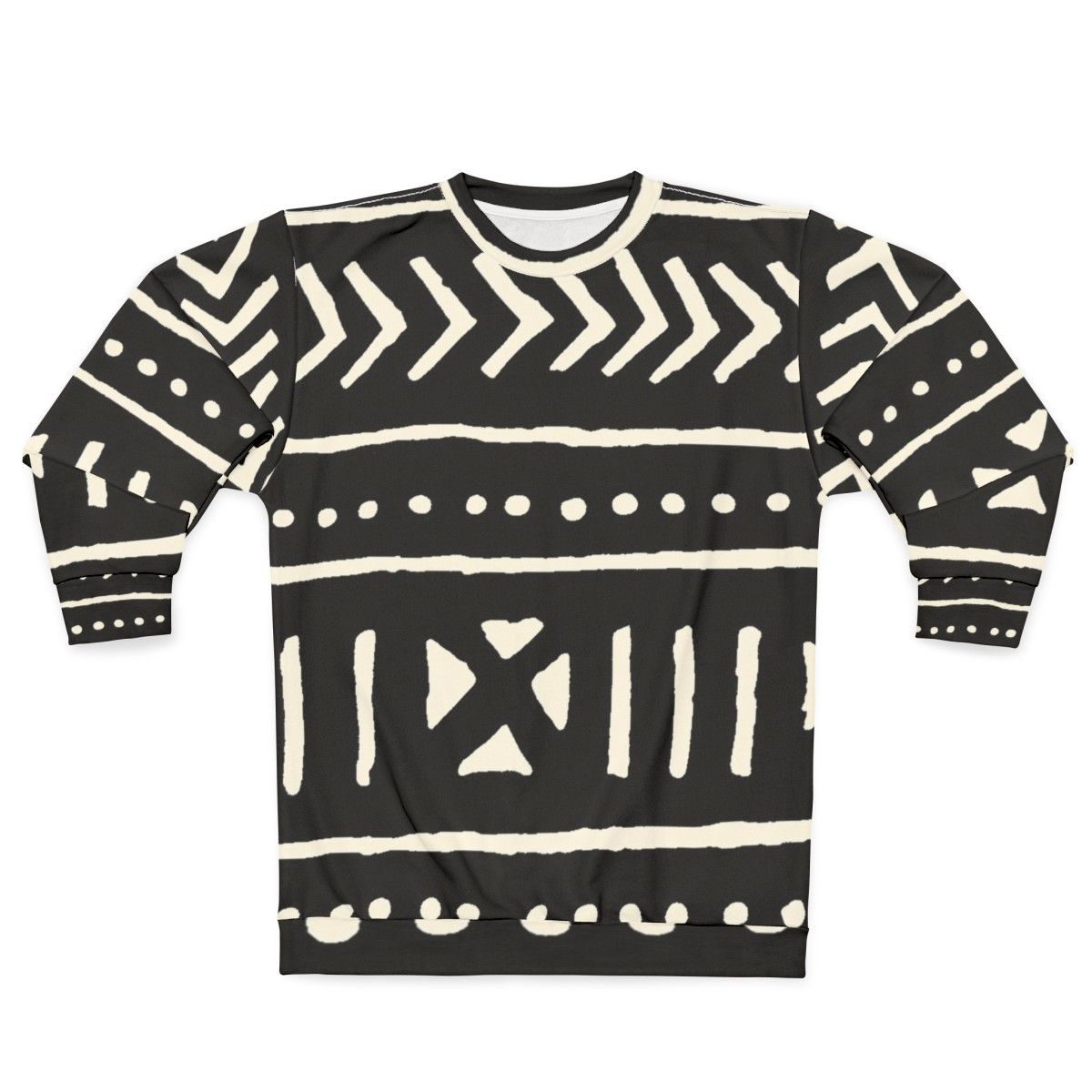 African Mud Cloth Black and White Sweatshirt