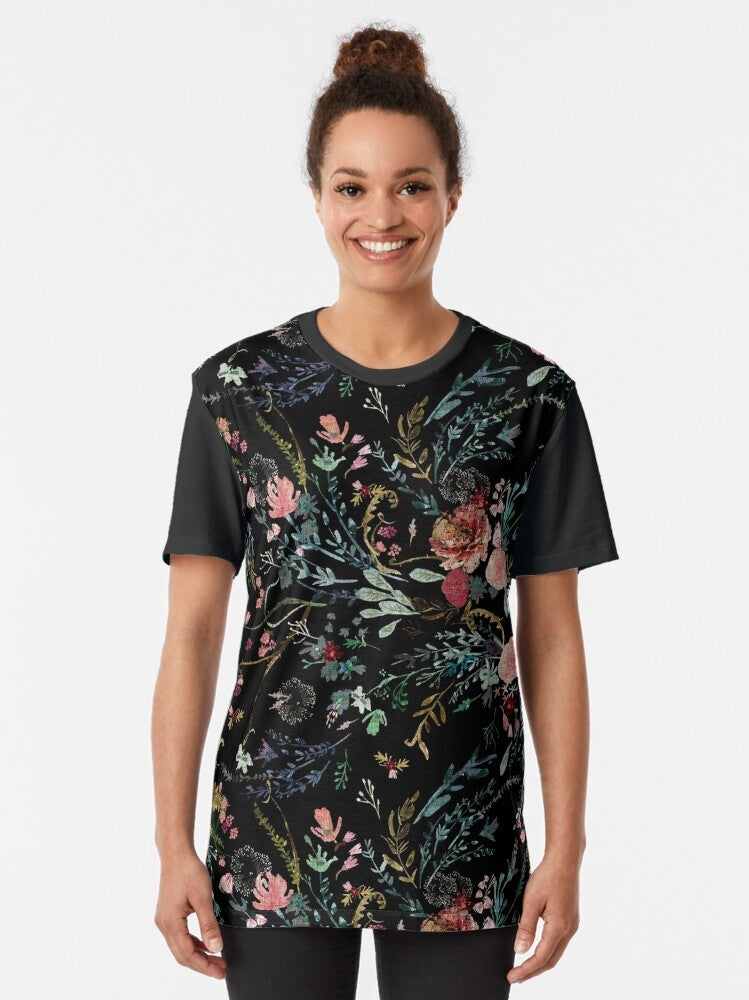 Romantic watercolor floral graphic design on a t-shirt - Women