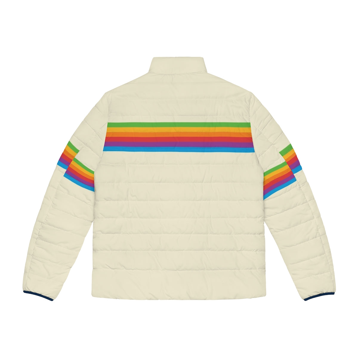 Retro colorful puffer jacket with an Apple rainbow design - Back