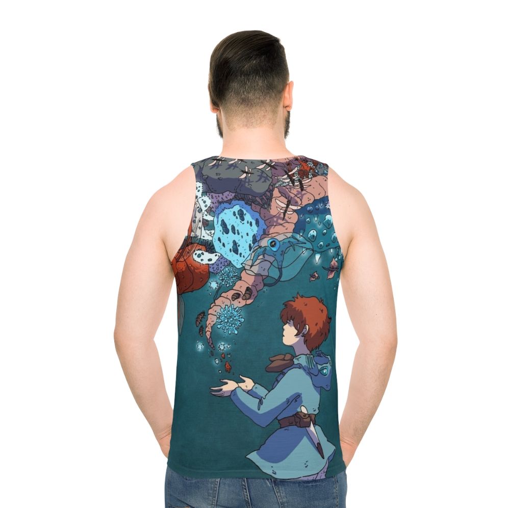 Nausicaa unisex tank top with nature and bug pattern design - men back