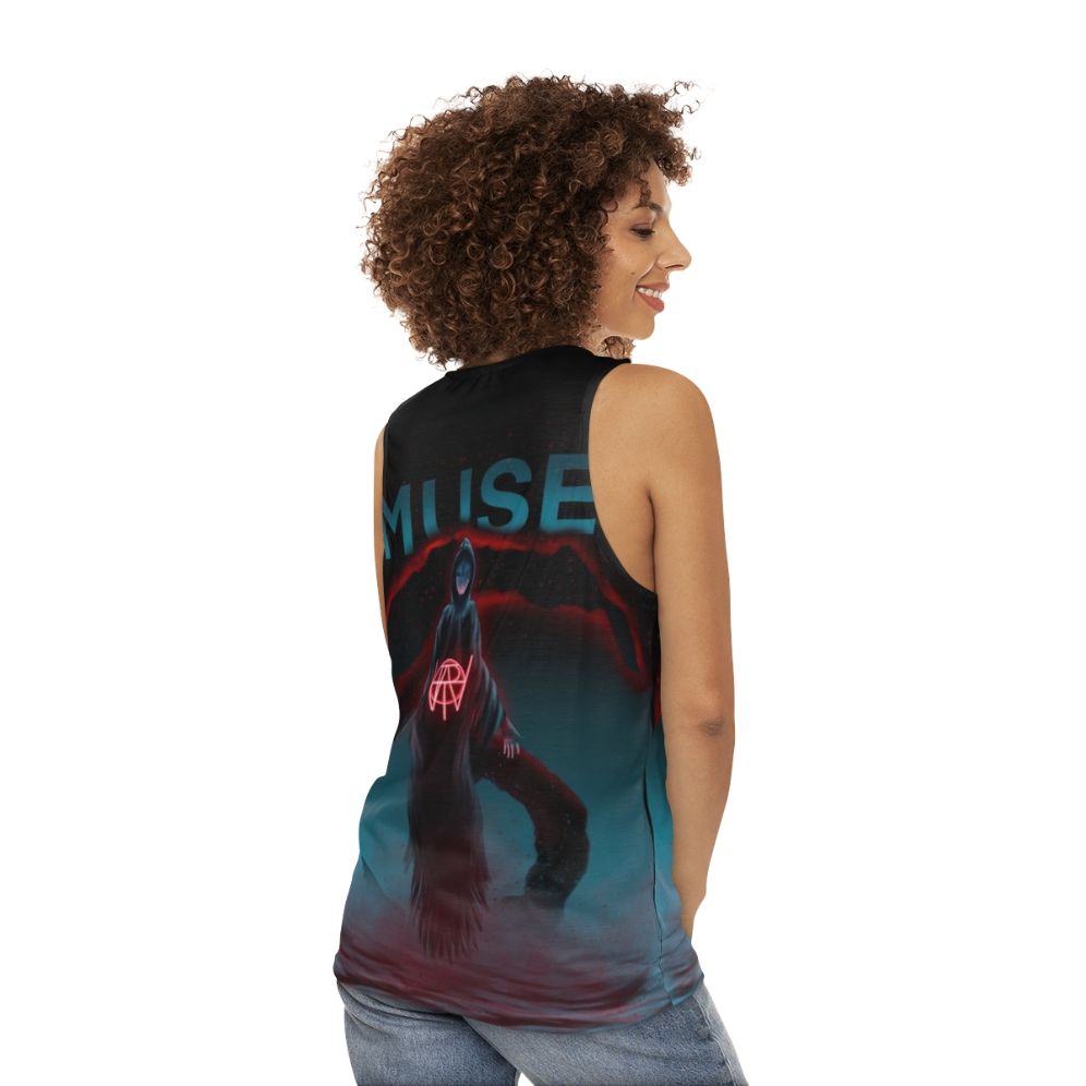 Unisex Tank Top with Graphic Design - women back