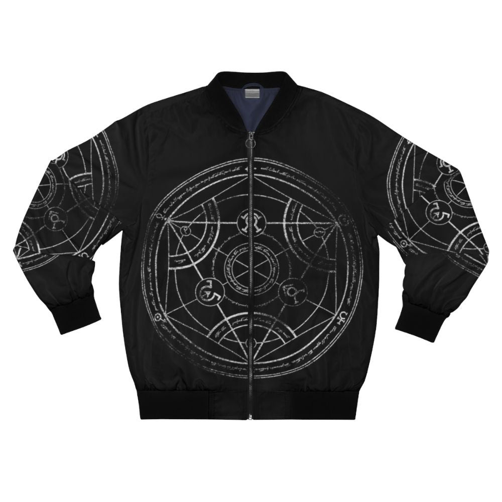 Fullmetal Alchemist-inspired chalk-designed human transmutation circle bomber jacket