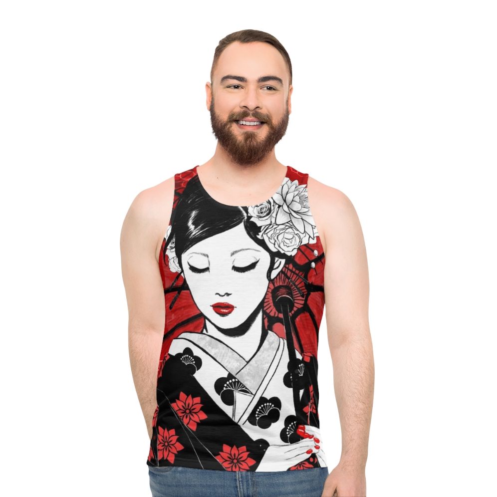 Geisha Japan Collection Unisex Tank Top - Modern Asian Pop Art Design - men