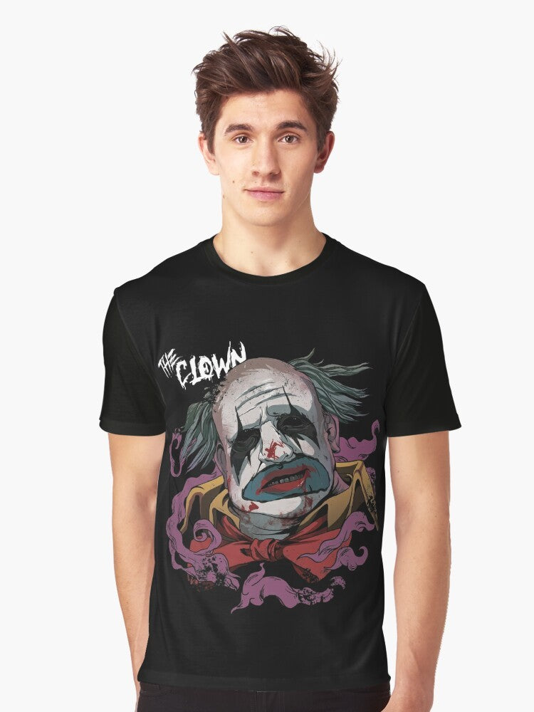 Graphic T-shirt featuring The Clown, the iconic killer character from the popular video game Dead by Daylight. - Men