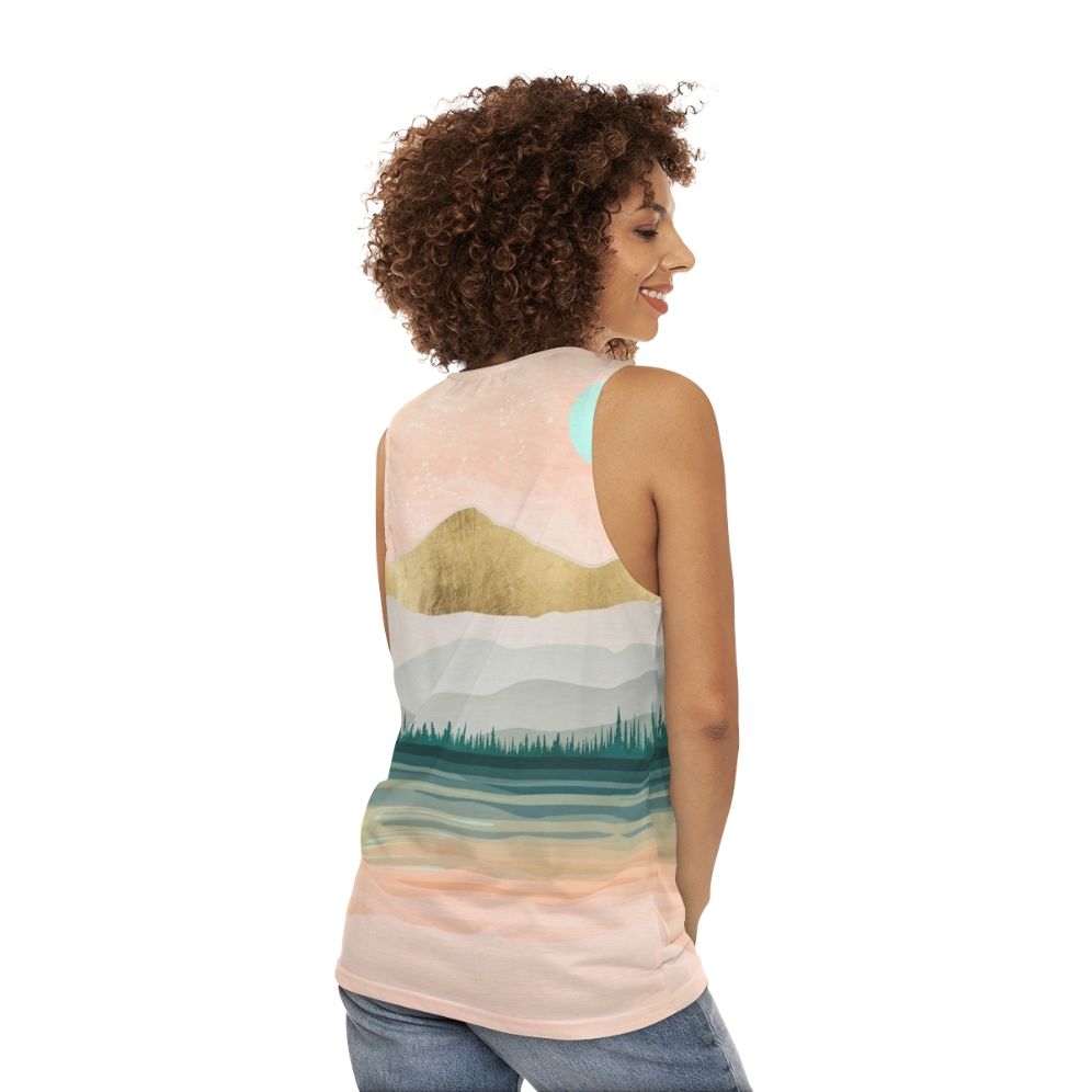 Spring Forest Lake Unisex Tank Top - women back