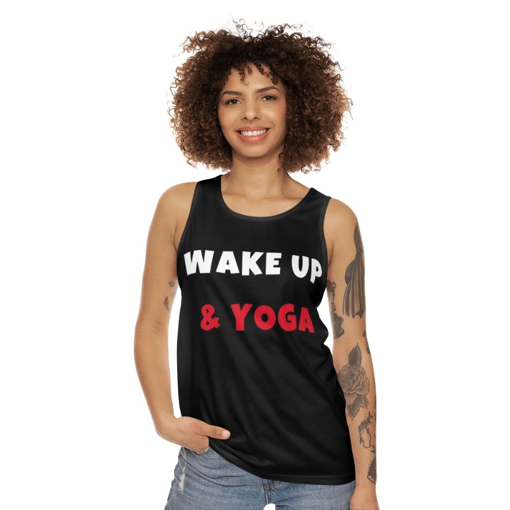 Wake up and start your day with yoga activities unisex tank top - women