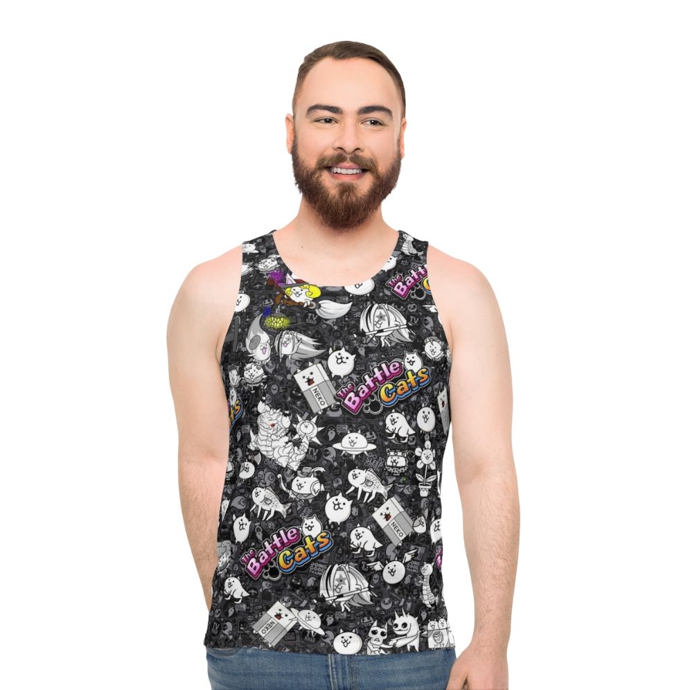 Battle Cats Unisex Tank Top with Cute Anime Style Cats - men