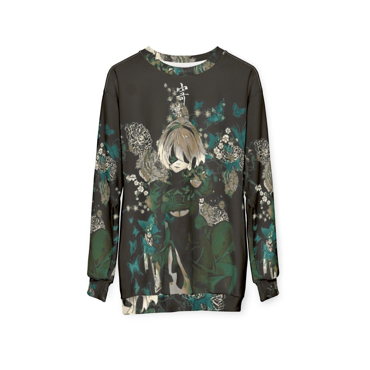 Butterflies and floral fantasy design on a sweatshirt - hanging