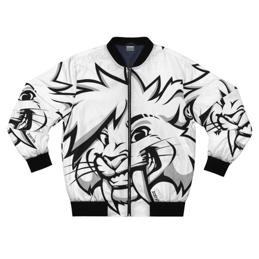 Saber-tooth cartoon vector design on a bomber jacket