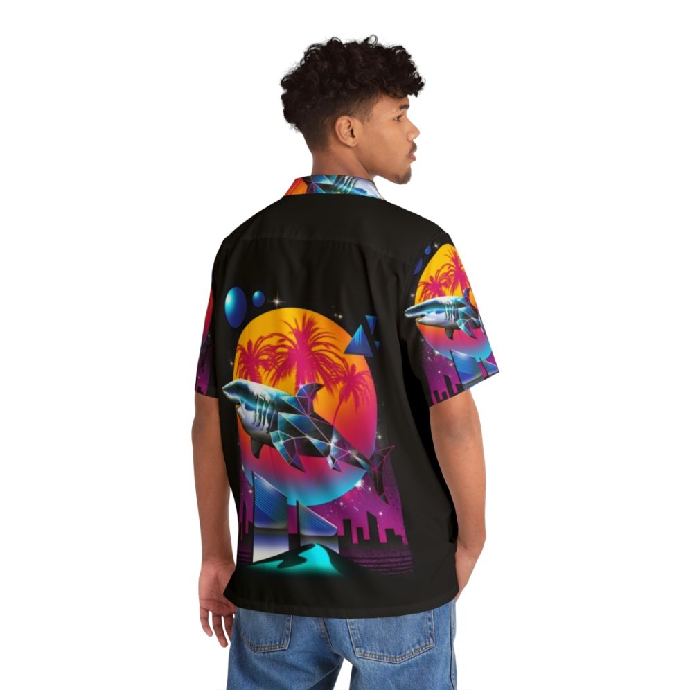 Neon Shark Hawaiian Shirt - People Back