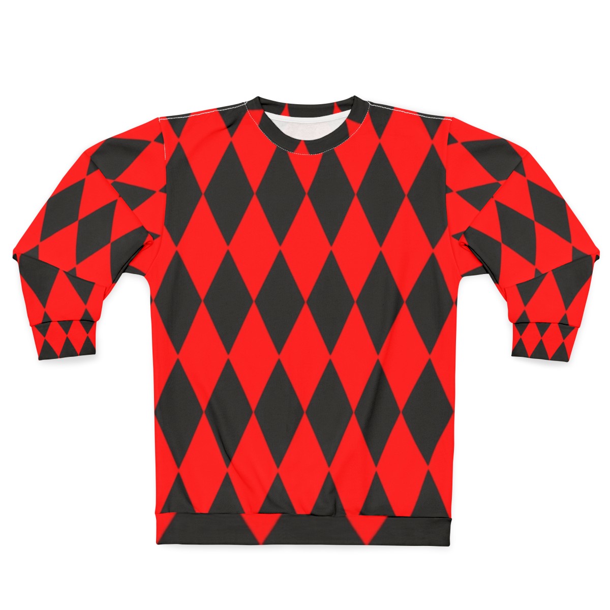 Red and Black Harlequin Diamond Pattern Sweatshirt