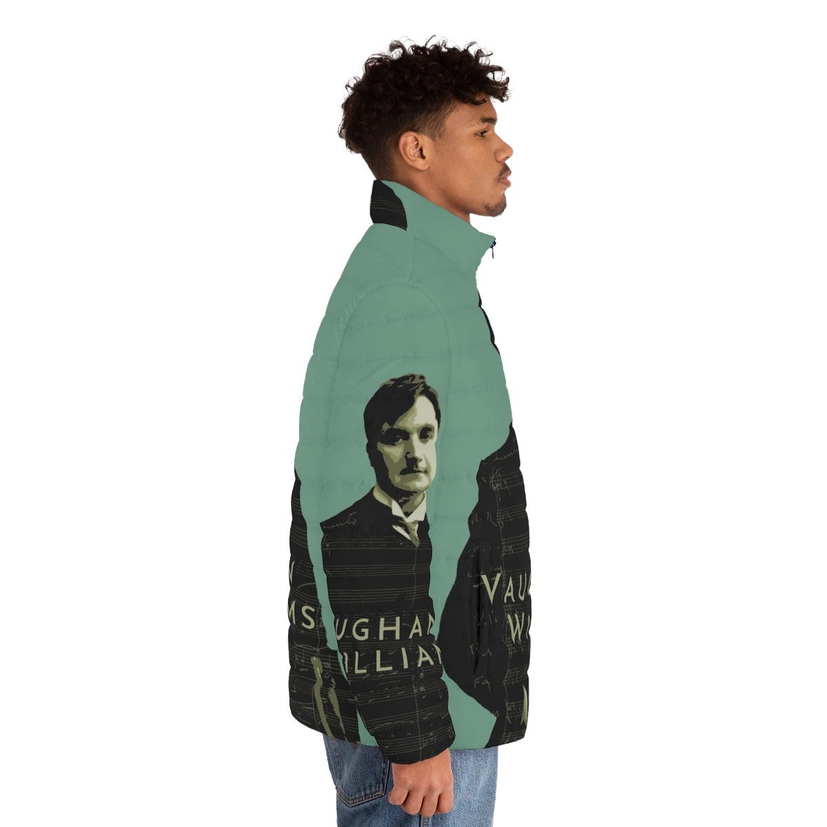 Ralph Vaughan Williams Puffer Jacket featuring the iconic British composer's name and design - men side right